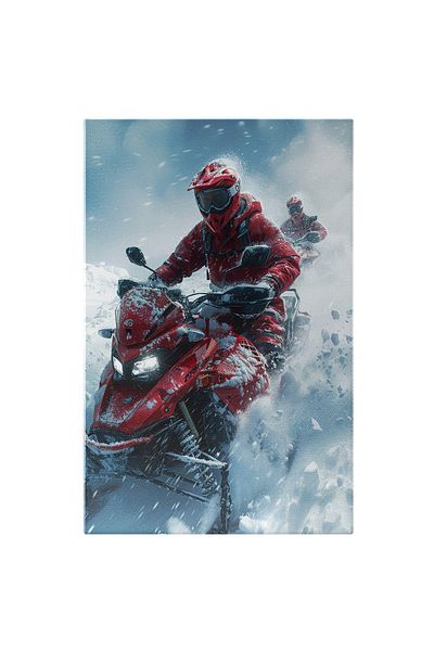 StoryGift Romania Tablou Canvas Persoana In Echipament Rosu Cu Casca De Protectie Pe Un Atv Rosu Care Merge Prin