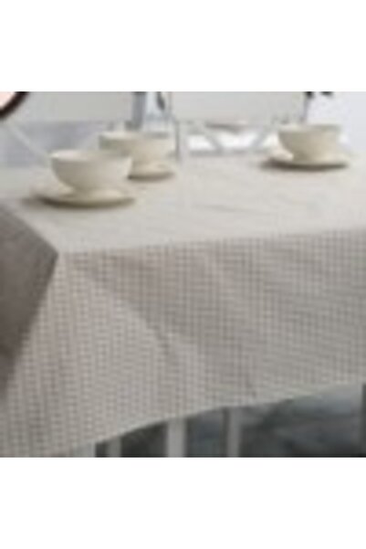 Pucioasa Teflon-coated cotton tablecloth, 160x320cm, geometric zig-zag beige