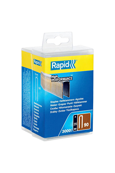 Rapid 5000124 Narrow Crown Staples, Leg Length 25 mm, No.90, 3000 Pieces, Gal...