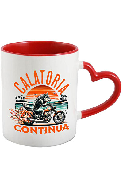 StoryGift Romania Cana cu Lup Furios Pe Motocicleta Puternica flacari Calator...