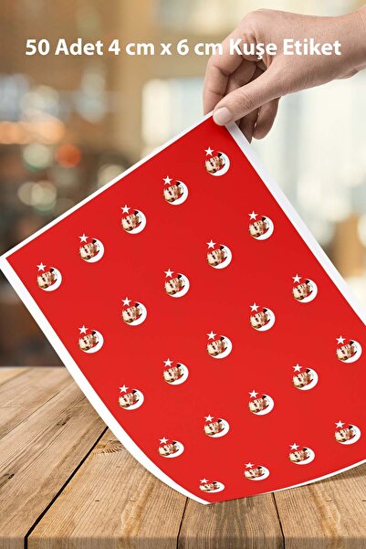 Atölye7Tasarım 50 Adet Atatürk ve Türk Bayrağı 19 Mayıs Cumhuriyet Bayramı 23 Nisan Kuşe Etiket Sticker