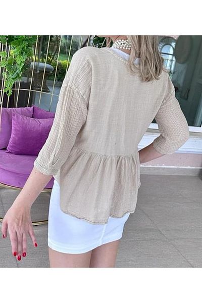 Rosidam Long Sleeve Linen Cardigan with Tie Front Detail
