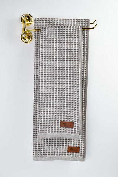 birizmoda Kira Checkered Bath Towel - Dark Beige