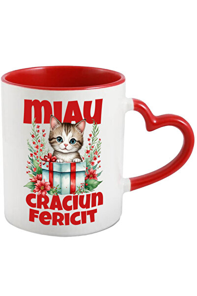 StoryGift Romania Cana cu Pisica In Cutie De Cadou Text Miau Craciun Fericit ...