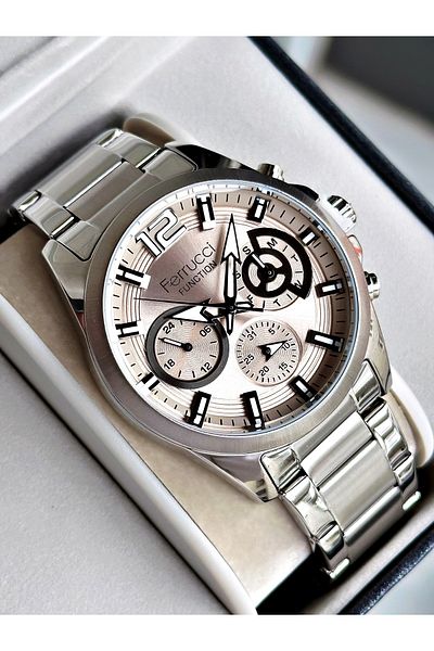 Ferrucci Silver Color Functions Active Steel Strap Men's Wristwatch + BRACELET