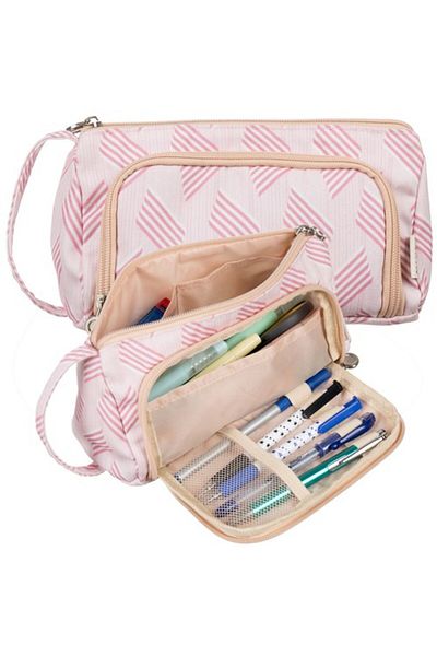 zola Unequipped pencil case, 1 compartment, interior pockets, hangers, 20 x 8 x 12 cm, pink with inserts