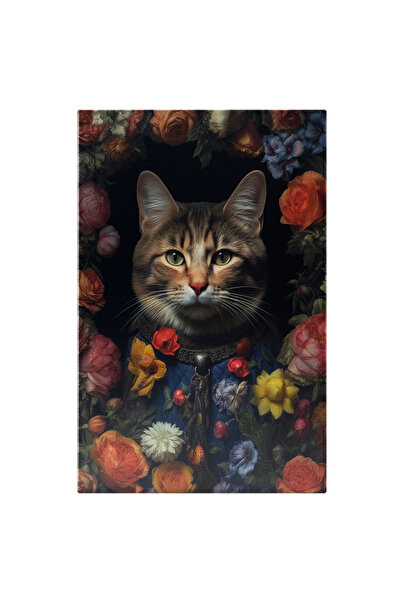 StoryGift Romania Tablou Canvas: O Pisica Inconjurata De Flori - Abstract Pic...