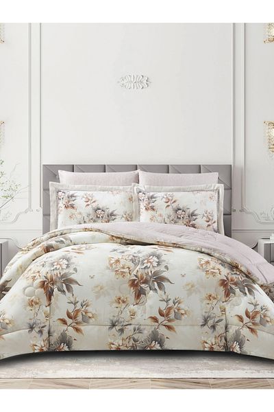 Donetella Comforter Set King Size, 6-Pcs, 260x240 cm, Printed, All Season, Microfiber, 350 GSM