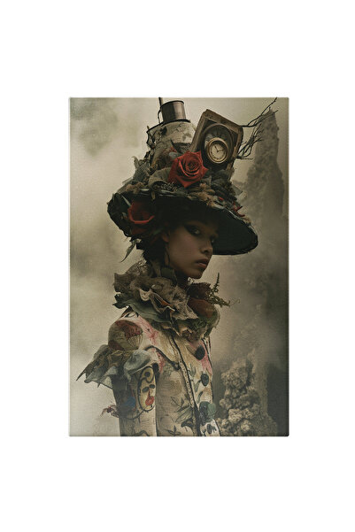 StoryGift Romania Tablou Canvas: Portret Model În Costum Cu Pălărie Și Detali...