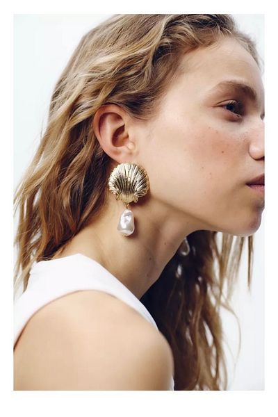 Dionme Zra Artificial Pearl Sea Shell Earrings