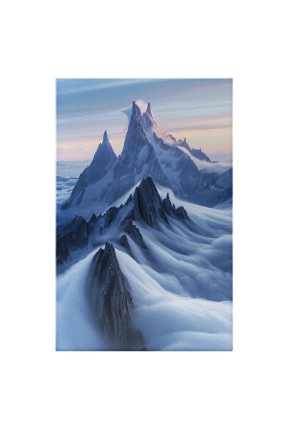 StoryGift Romania Tablou Canvas: Drumul Munților Prin Nori Crestele Cele Mai Înalte Ale Stâncilor Înghețate Pictu