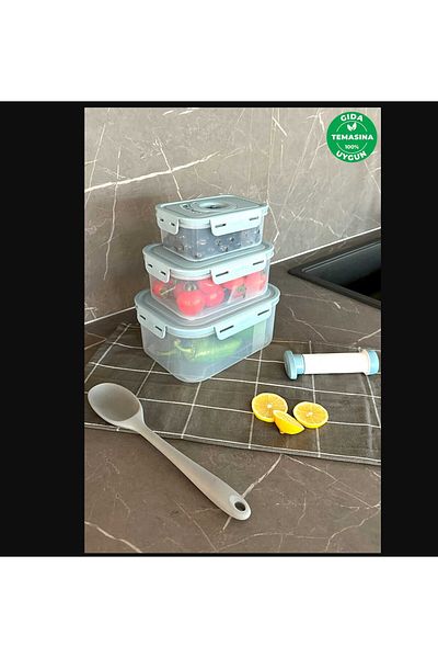 esdekor Seoul Fresh Product Storage Container Set of 4 (0.6Lt + 1.3Lt + 2.5Lt + Pump)