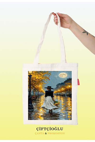 çiftçioğlu First Quality Printed Cloth 38X42 Shoulder-Hand Bag