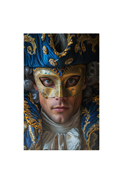 StoryGift Romania Tablou Canvas: Prinț Mascat Și Detalii Albastre- Eleganță Vestimentară Pictura Digitala