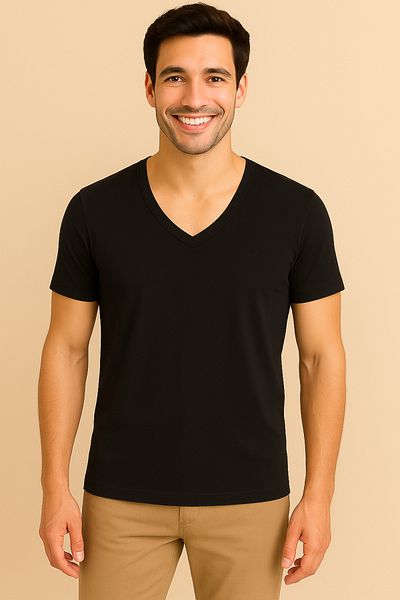 Sarar 2 Pack Men's Deep V-Neck Undershirt 100% Cotton