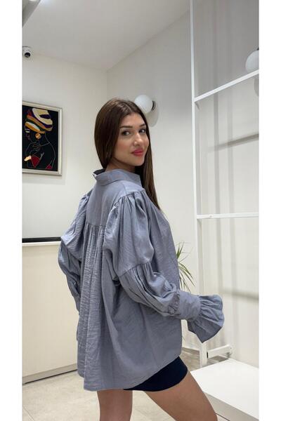 modadagiyim Жіноча сорочка з збірками та деталями на рукавах