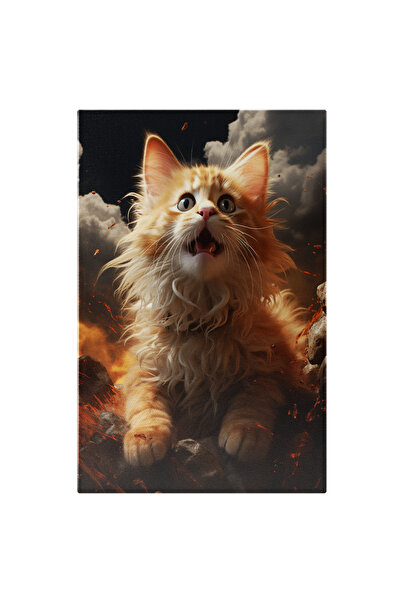 StoryGift Romania Tablou Canvas: Pisicuta Speriata - Roci Nori Felina Pictura...