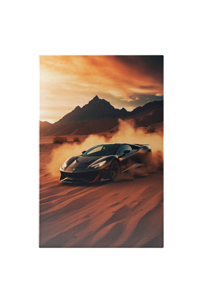 StoryGift Romania Tablou Canvas: Masina De Lux Ferrari In Desert - Pe Nisip P...