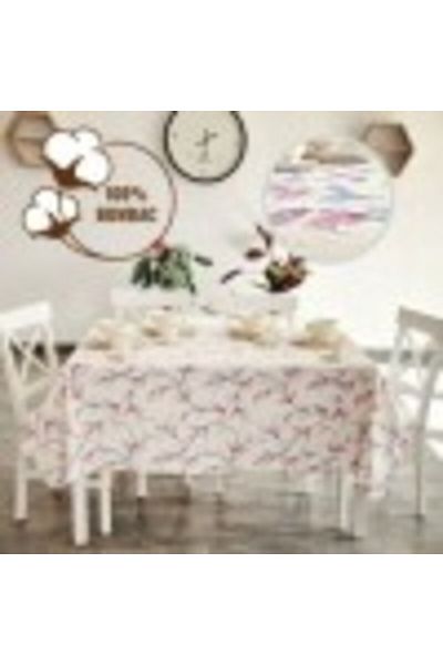Pucioasa Față de masă din bumbac acoperită cu teflon, 160x320cm, roz-liliac frunze