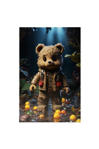 StoryGift Romania Tablou Canvas: Lego Figurina Urs Acoperit Cu Insecte In Salbaticie Cu Ochii Maro Si Echipament