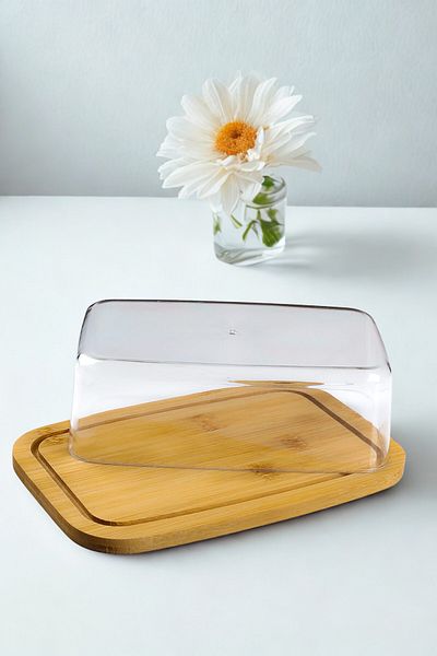 Manaferra Acrylic Butter Bowl and Storage Container with Bamboo Lid