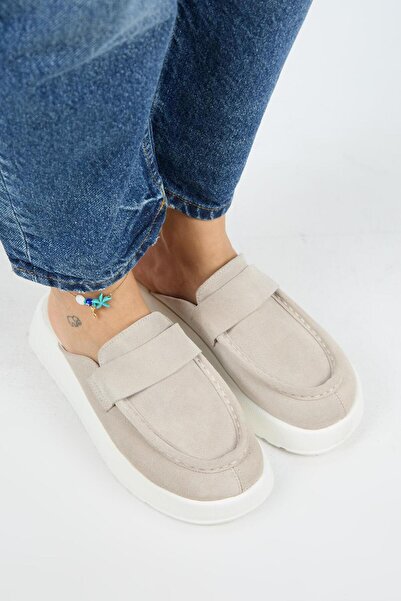 Manijero Papuci Sabo Beige pentru femei Tale din piele naturală