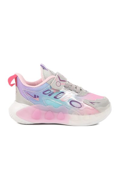 AYAKMOD Gray Pink Velcro Mesh Girl's Sports Shoes 2480 P