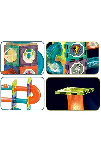 zola Magnetic construction game, 75 luminous pieces, colored balls, roller coaster, educational