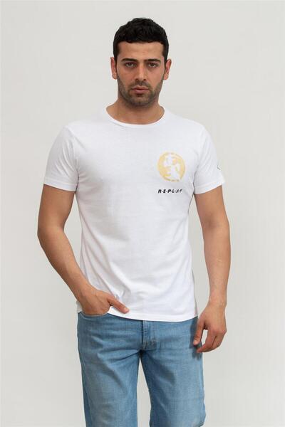 Replay Regular Erkek Bisiklet Yaka T-Shirt Beyaz