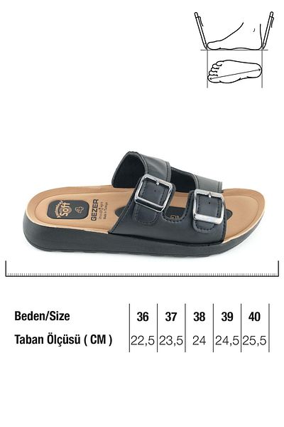 GEZER Women's Summer Pu Bottom Sole Artificial Leather Two Buckle Adjustable Insole Anatomical Four Point Pillow