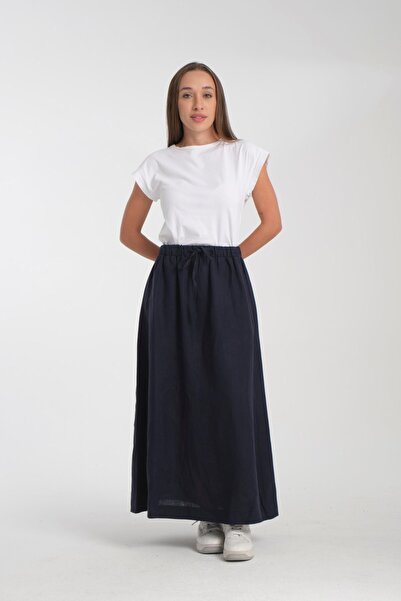 G-FOX Довга спідниця з натуральної тканини 100% льон - на шнурівці Зручна форма 8860