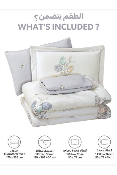 Donetella Comforter Set Single Size, 4-Pcs, 170x230 cm, Printed, All Season, Microfiber, 350 GSM