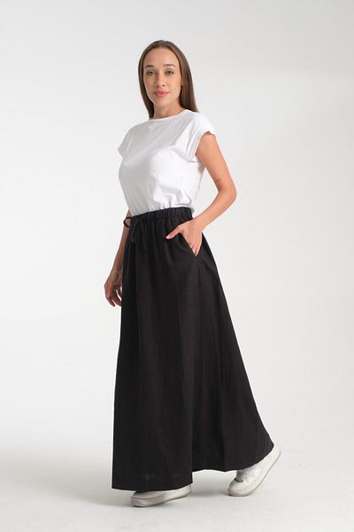 G-FOX 100% Linen Natural Fabric Long Skirt – Lace-Up Comfortable Form 8860