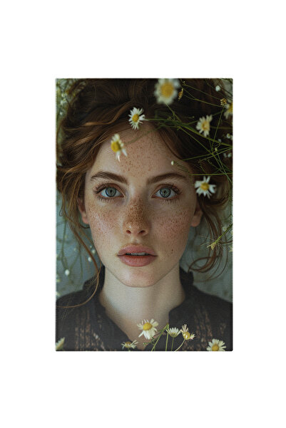 StoryGift Romania Tablou Canvas: Față Cu Pistrui, Naturală, Păr Prins Și Flor...