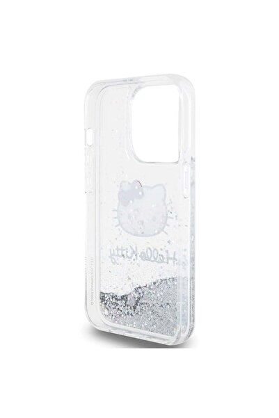 Hello Kitty Θήκη για iPhone 15 Pro, Σκληρή θήκη με υγρό γκλίτερ, Hello Kitty - Ασημί