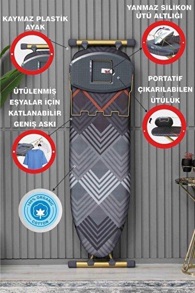 Devecioğlu Harbinger Mm156 Goldboard Ütü Masası Gold Serisi & Ekstra Kalın Kumaş & Yedek Bez Hediyeli