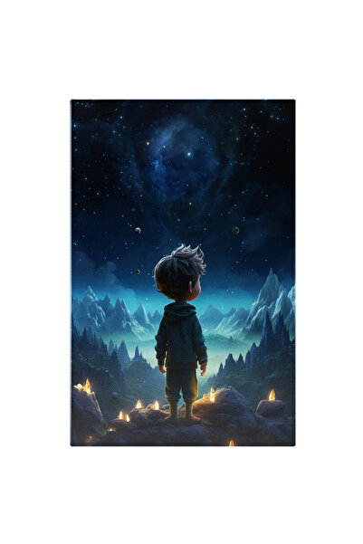 StoryGift Romania Tablou Canvas: Cer Înstelat Și Băiețel Privind- Peisaj Pict...