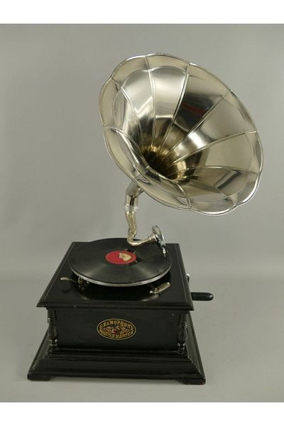 Zen Octagonal gramophone, wood, black / silver, H. 66