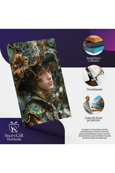 StoryGift Romania Tablou Canvas: Chip De Zân Și Detalii Florale- Fotografie Artistică Pictura Digitala