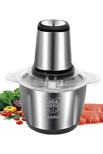 Primo Plus Electric Meat Grinder 2 L Stainless Steel, Electric Food Chopper, Fast & Slow 2 Speed, 200w