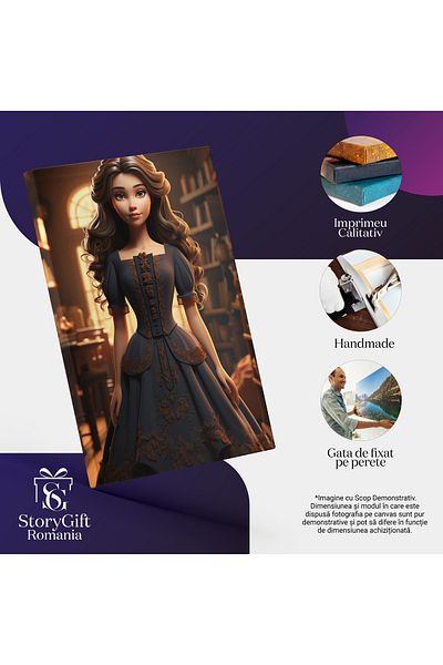 StoryGift Romania Tablou Canvas: Papusa Secolului Xvii Frumusete, Par Saten, Croiala Costum, Zi,accesoriu De Mo