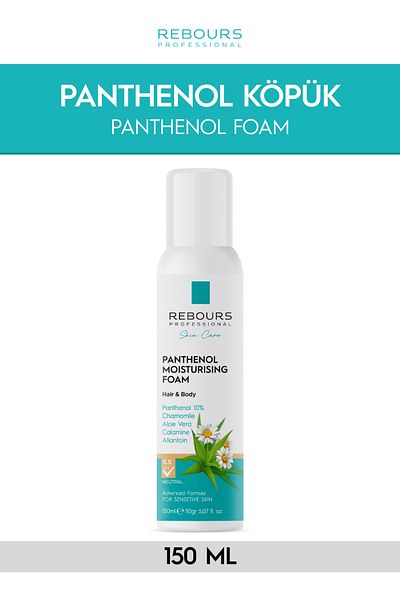 Rebours Panthenol Moisturizing Body & Hair Foam 150 Ml- Aloe Vera Chamomile, Calamine and Allantoin
