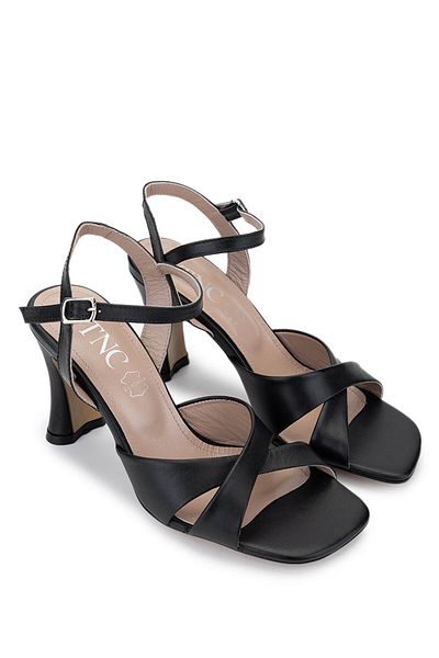 Tamer Tanca Women's Leather Black Leather Heeled Shoes