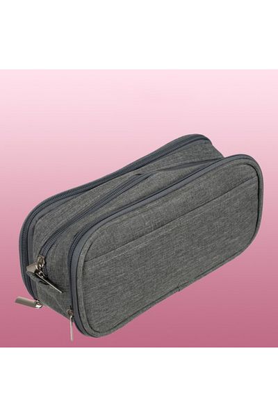 zola Storage pencil case, 3 compartments, 24 x 8.5 x 11 cm, grey
