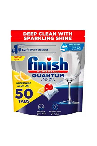 Finish باوربول كوانتم ليمون سباركل الكل في واحد لغسالة الأطباق 50 قرصًا