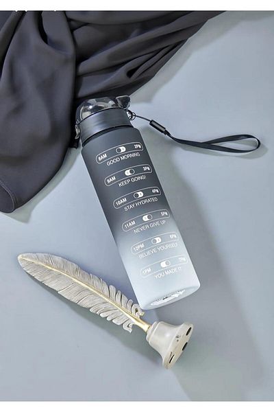 LİRAZON 800ml Motivational Written Water Flask Bpa Free Leakproof Water Bottle for Sports Office