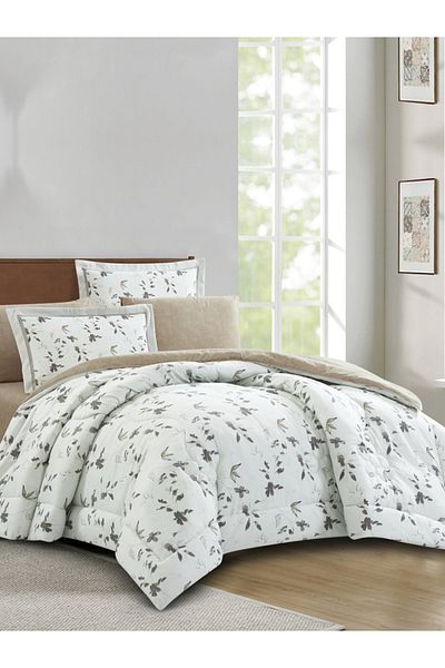 Donetella Comforter Set King Size, 6-Pcs, 260x240 cm, Printed, All Season, Microfiber, 350 GSM
