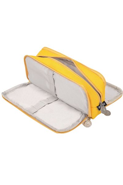 zola Storage pencil case, 3 compartments, 22x5x9 cm, yellow