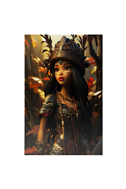 StoryGift Romania Tablou Canvas: Portret Feminin Cu Trasaturi Africane Aflat Intr-o Padure Misterioasa Cu Coroan