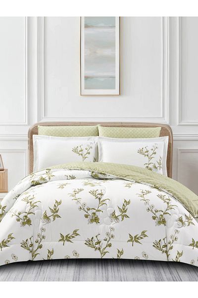 Donetella Comforter Set King Size, 6-Pcs, 260x240 cm, Printed, All Season, Microfiber, 350 GSM